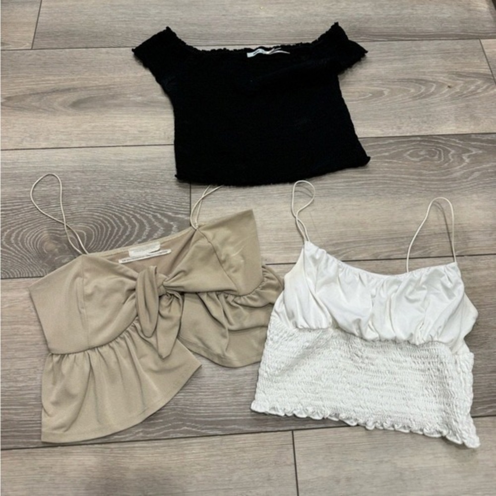 Women’s Black Crop Top & Neutral Camisole Set - Versatile Summer Tops